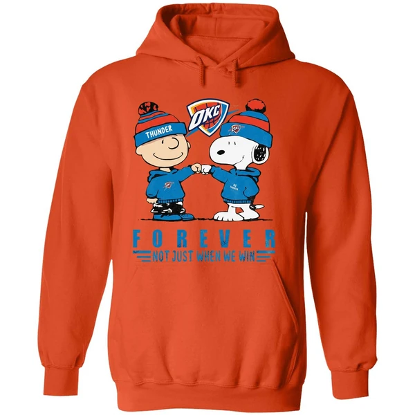 Snoopy And Charlie Brown Vs Oklahoma City Thunder Not Just When We Win Hoodie - Image 6