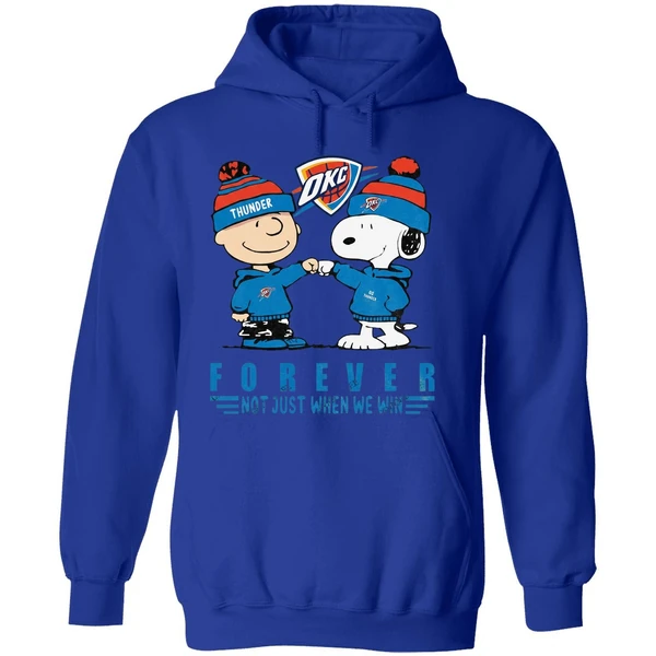 Snoopy And Charlie Brown Vs Oklahoma City Thunder Not Just When We Win Hoodie - Image 7