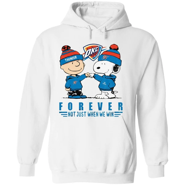 Snoopy And Charlie Brown Vs Oklahoma City Thunder Not Just When We Win Hoodie - Image 8
