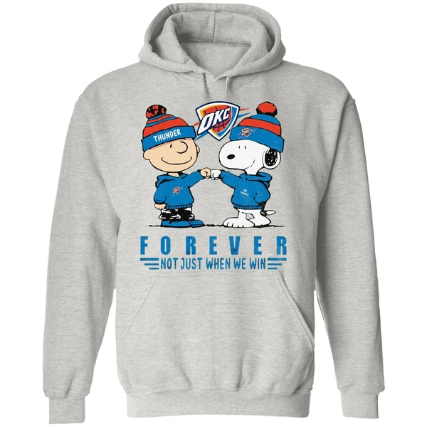 Snoopy And Charlie Brown Vs Oklahoma City Thunder Not Just When We Win Hoodie - Image 9