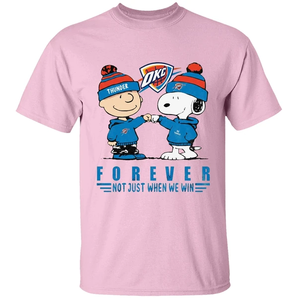 Snoopy And Charlie Brown Vs Oklahoma City Thunder Not Just When We Win Shirt - Image 2