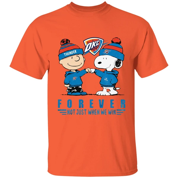 snoopy and charlie brown vs oklahoma city thunder not just when we win shirt orange