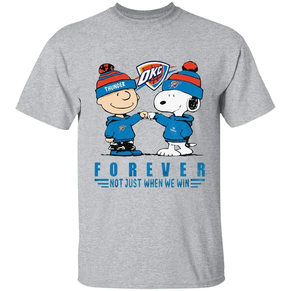 Snoopy And Charlie Brown Vs Oklahoma City Thunder Not Just When We Win Shirt - Image 6