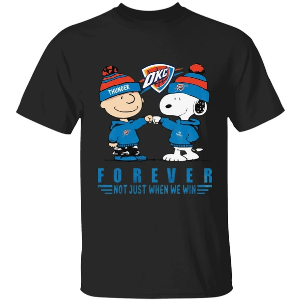 Snoopy And Charlie Brown Vs Oklahoma City Thunder Not Just When We Win Shirt - Image 7