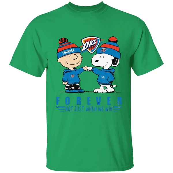 Snoopy And Charlie Brown Vs Oklahoma City Thunder Not Just When We Win Shirt - Image 8