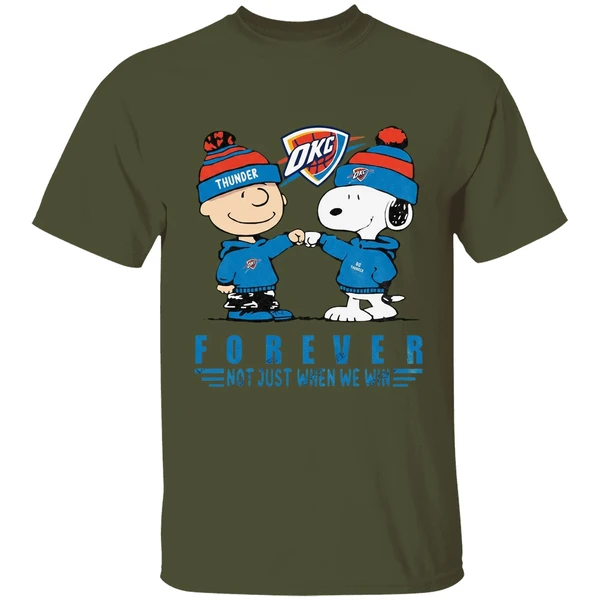 Snoopy And Charlie Brown Vs Oklahoma City Thunder Not Just When We Win Shirt - Image 9