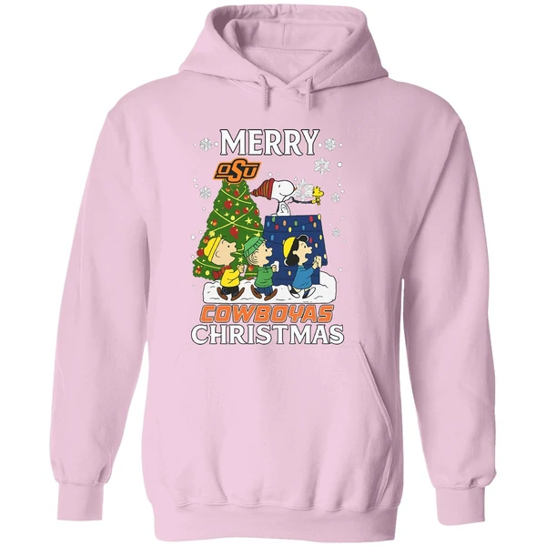 Snoopy And Friends Peanuts Merry Oklahoma State Cowboys Hoodie - Image 5