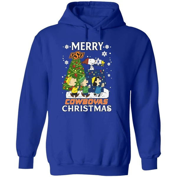 Snoopy And Friends Peanuts Merry Oklahoma State Cowboys Hoodie - Image 7