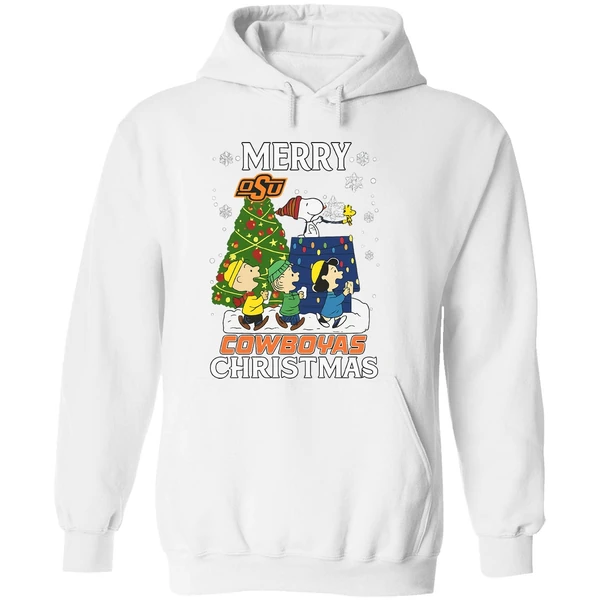 Snoopy And Friends Peanuts Merry Oklahoma State Cowboys Hoodie - Image 8