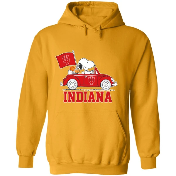 Snoopy And Woodstock Drive A Car Indiana University Bloomington Hoodie