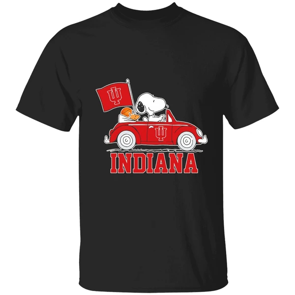Snoopy And Woodstock Drive A Car Indiana University Bloomington Shirt