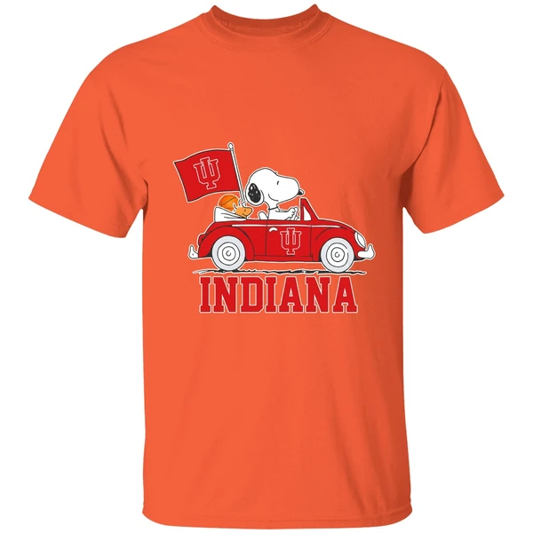 Snoopy And Woodstock Drive A Car Indiana University Bloomington Shirt - Image 6