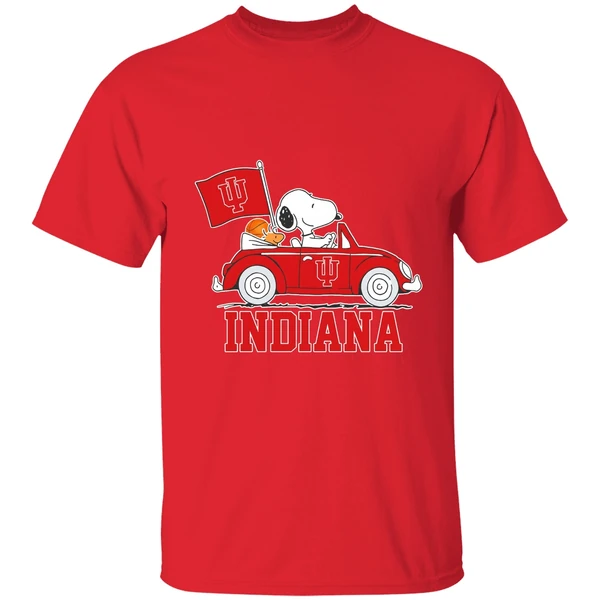 Snoopy And Woodstock Drive A Car Indiana University Bloomington Shirt - Image 7