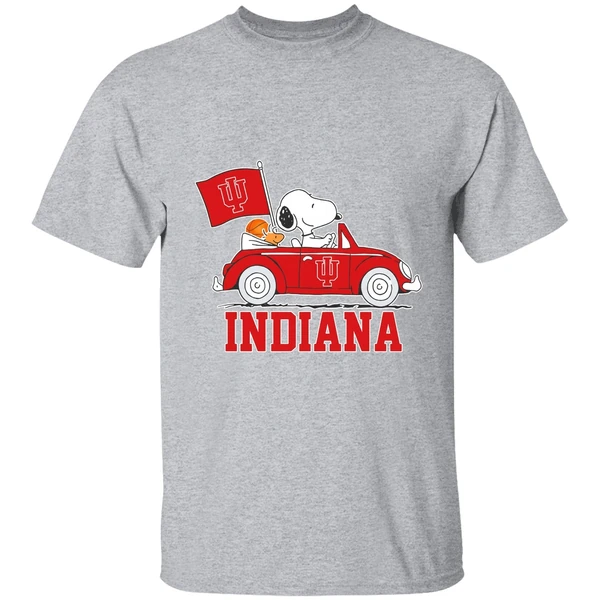 Snoopy And Woodstock Drive A Car Indiana University Bloomington Shirt - Image 9