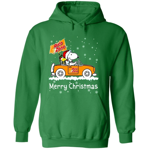 Snoopy And Woodstock Driving Car Auto Zone Christmas 2023 Hoodie - Image 2