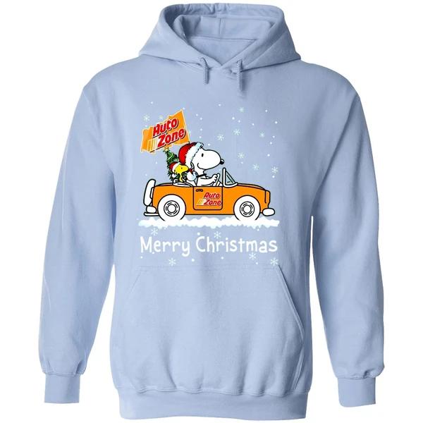 Snoopy And Woodstock Driving Car Auto Zone Christmas 2023 Hoodie - Image 4