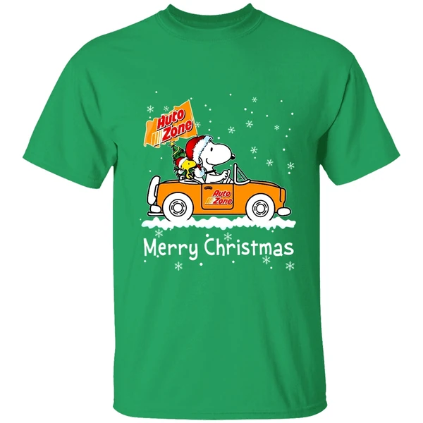 Snoopy And Woodstock Driving Car Auto Zone Christmas 2023 Shirt - Image 2