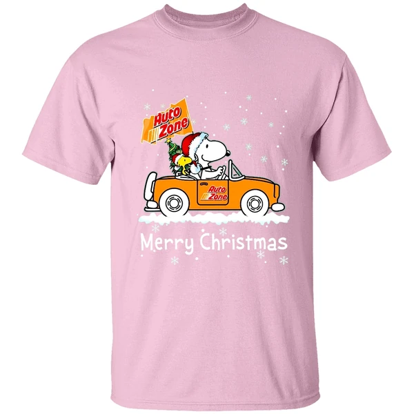 Snoopy And Woodstock Driving Car Auto Zone Christmas 2023 Shirt - Image 3