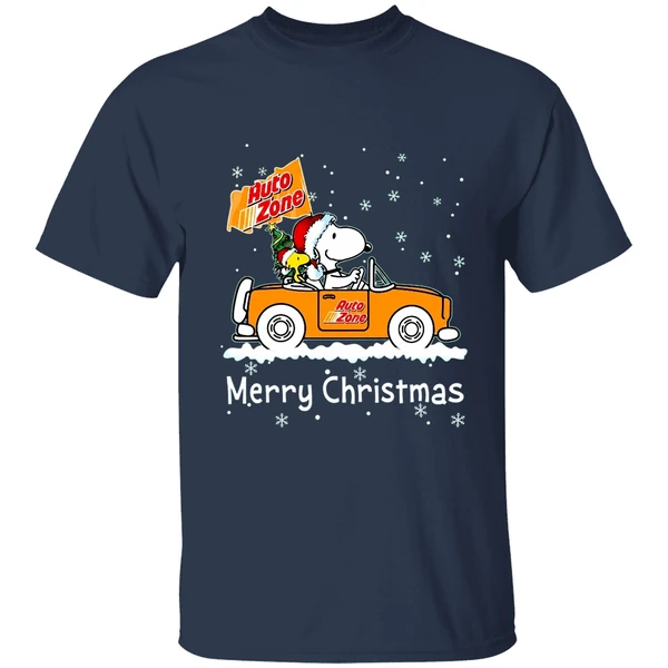 Snoopy And Woodstock Driving Car Auto Zone Christmas 2023 Shirt - Image 5