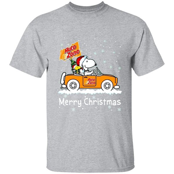 Snoopy And Woodstock Driving Car Auto Zone Christmas 2023 Shirt - Image 9