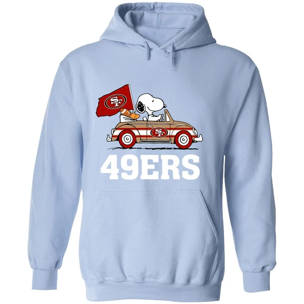 Snoopy And Woodstock Driving Car San Francisco 49ers Hoodie - Image 4