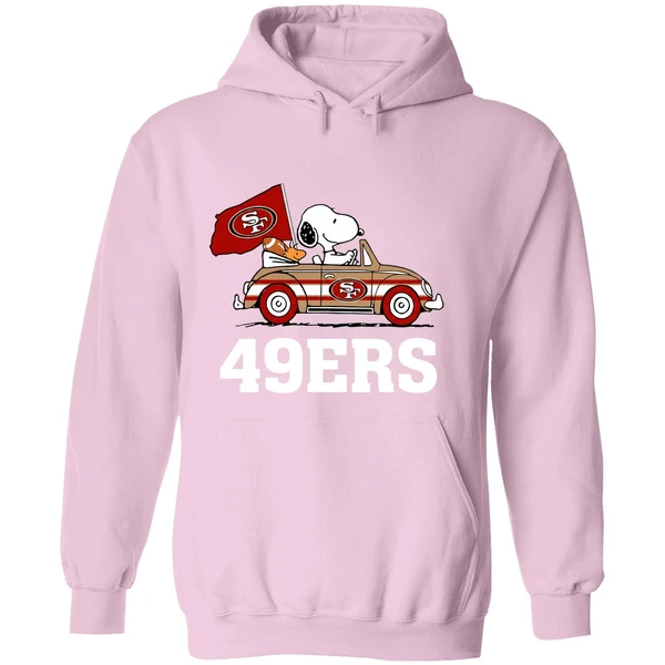 Snoopy And Woodstock Driving Car San Francisco 49ers Hoodie - Image 5