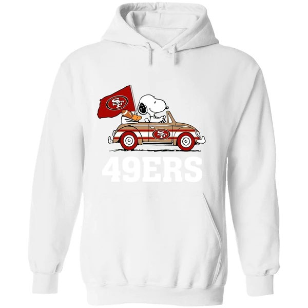 Snoopy And Woodstock Driving Car San Francisco 49ers Hoodie - Image 8
