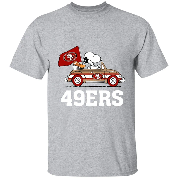 Snoopy And Woodstock Driving Car San Francisco 49ers Shirt - Image 9