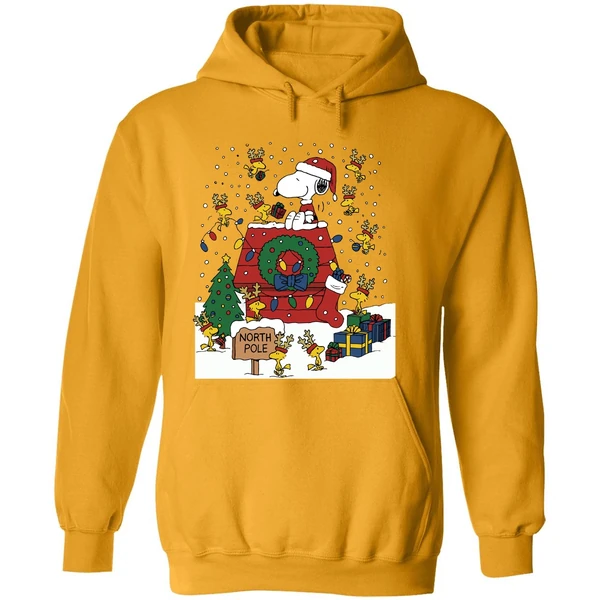 Snoopy And Woodstock North Pole Merry Christmas Hoodie