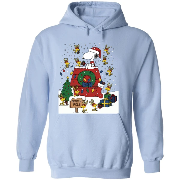Snoopy And Woodstock North Pole Merry Christmas Hoodie - Image 4