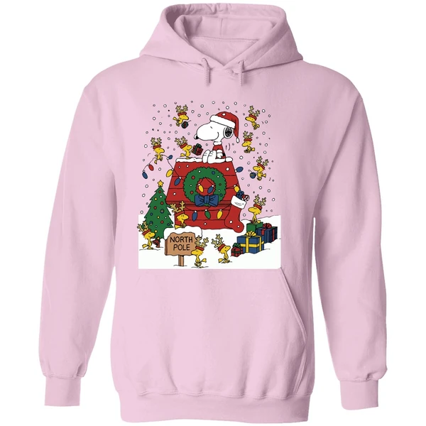 Snoopy And Woodstock North Pole Merry Christmas Hoodie - Image 5