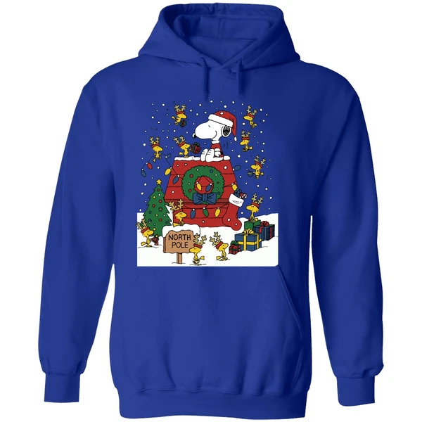 Snoopy And Woodstock North Pole Merry Christmas Hoodie - Image 7