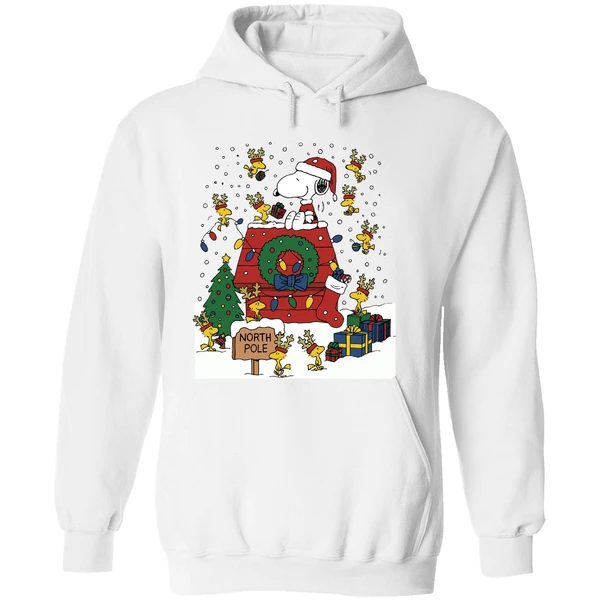 Snoopy And Woodstock North Pole Merry Christmas Hoodie - Image 8
