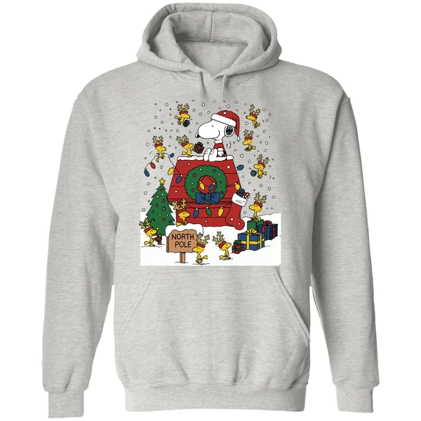Snoopy And Woodstock North Pole Merry Christmas Hoodie - Image 9