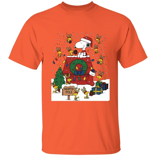 Snoopy And Woodstock North Pole Merry Christmas Shirt - Image 6