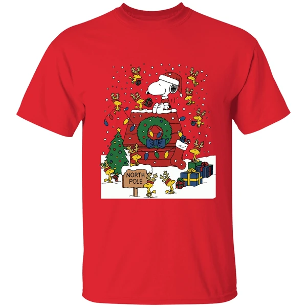Snoopy And Woodstock North Pole Merry Christmas Shirt - Image 7