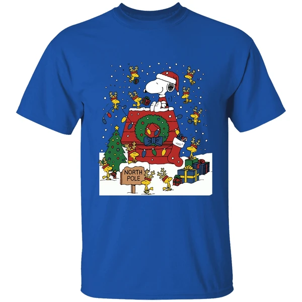 Snoopy And Woodstock North Pole Merry Christmas Shirt - Image 8