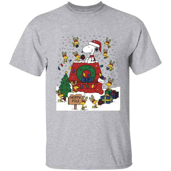 Snoopy And Woodstock North Pole Merry Christmas Shirt - Image 9