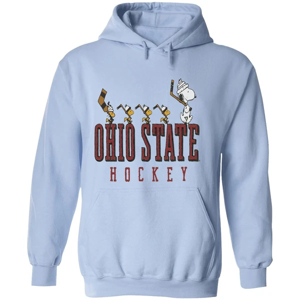 Snoopy And Woodstock Ohio State Buckeyes Hockey Hoodie - Image 4