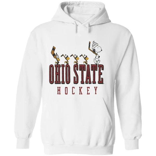 Snoopy And Woodstock Ohio State Buckeyes Hockey Hoodie - Image 8