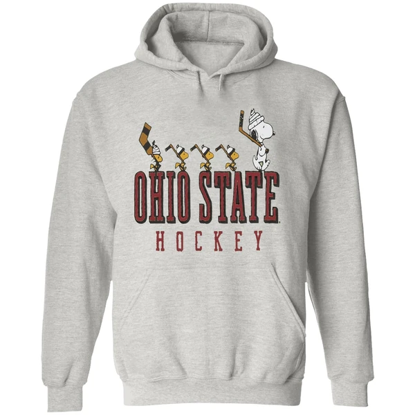 Snoopy And Woodstock Ohio State Buckeyes Hockey Hoodie - Image 9