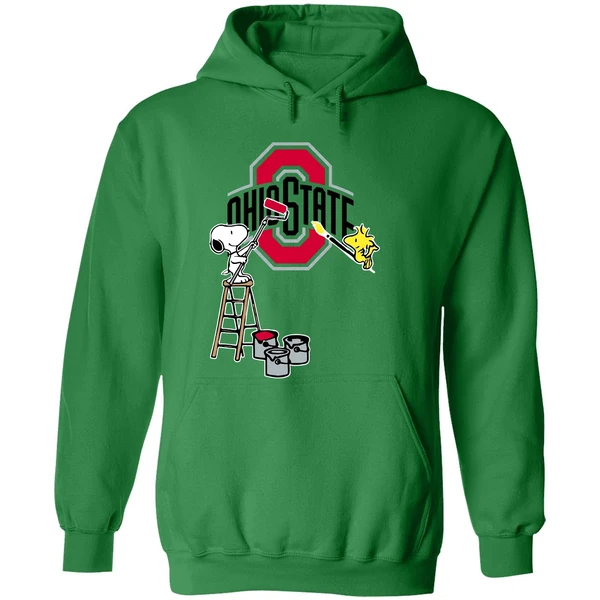 Snoopy And Woodstock Painting Ohio State Buckeyes Hoodie - Image 2