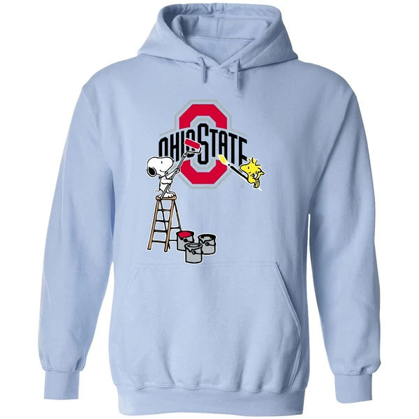 Snoopy And Woodstock Painting Ohio State Buckeyes Hoodie - Image 4