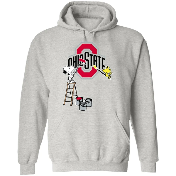 Snoopy And Woodstock Painting Ohio State Buckeyes Hoodie - Image 9
