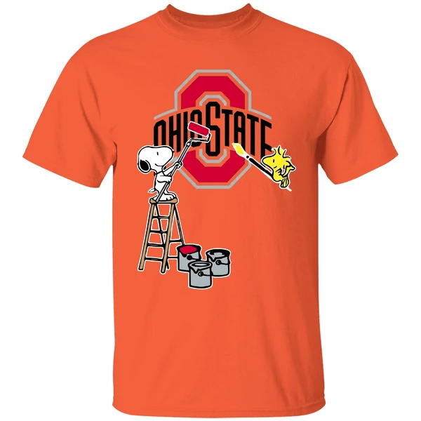 Snoopy And Woodstock Painting Ohio State Buckeyes Shirt - Image 3