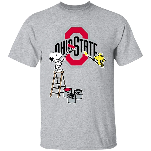 Snoopy And Woodstock Painting Ohio State Buckeyes Shirt - Image 6