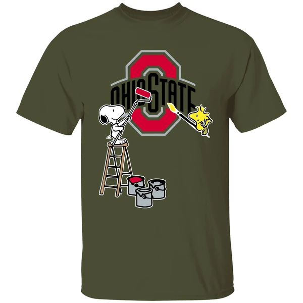 Snoopy And Woodstock Painting Ohio State Buckeyes Shirt - Image 9