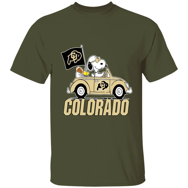 snoopy and woodstock peanut colorado buffaloes shirt militarygreen
