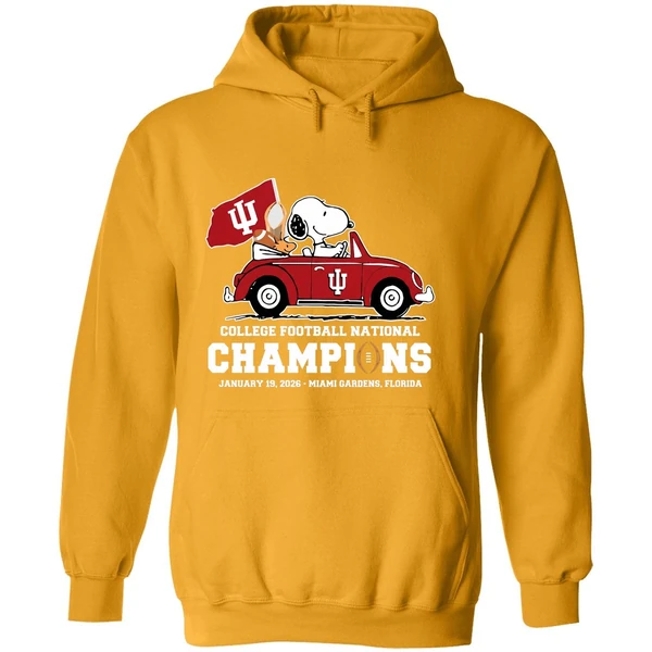 Snoopy And Woodstock Riding Indiana Hoosiers Car College Football National Champions 2026 Hoodie