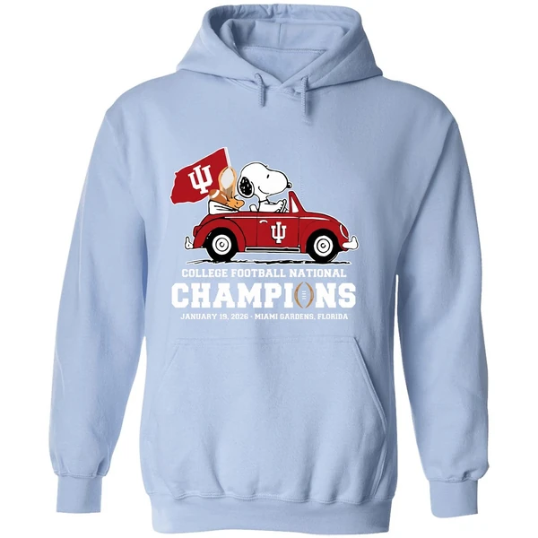 Snoopy And Woodstock Riding Indiana Hoosiers Car College Football National Champions 2026 Hoodie - Image 4